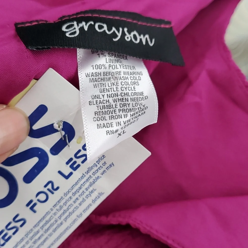 Grayson Magenta Cap Sleeve Shorts Romper Fully Lined Elastic & Tie Waist Size XL - Picture 5 of 5